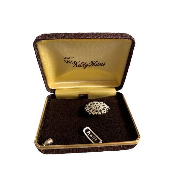 Vintage Kelly-Waters Pewter Snowflake Pin Brooch Original Box 1 Inches Diameter - Picture 2 of 4